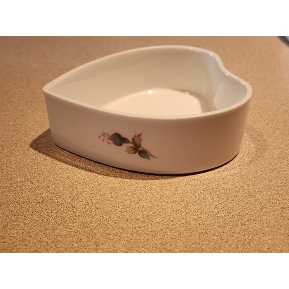 Spode Billingsley Rose Spray Jewelry Trinket Box Bone China Heart Shaped England - Picture 10 of 16